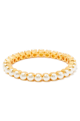 Gia Stretch Bracelet, 18k Gold-Plated & Pearl